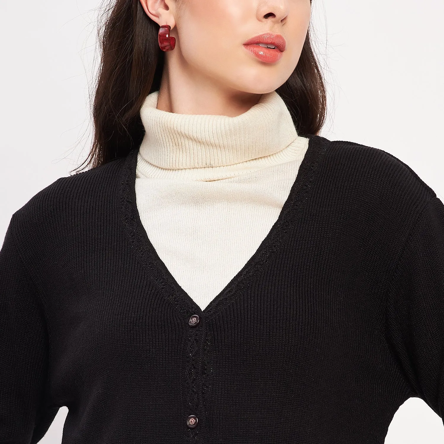 Duke Stardust Women Full Sleeve Solid Cardigan (LQS9612)