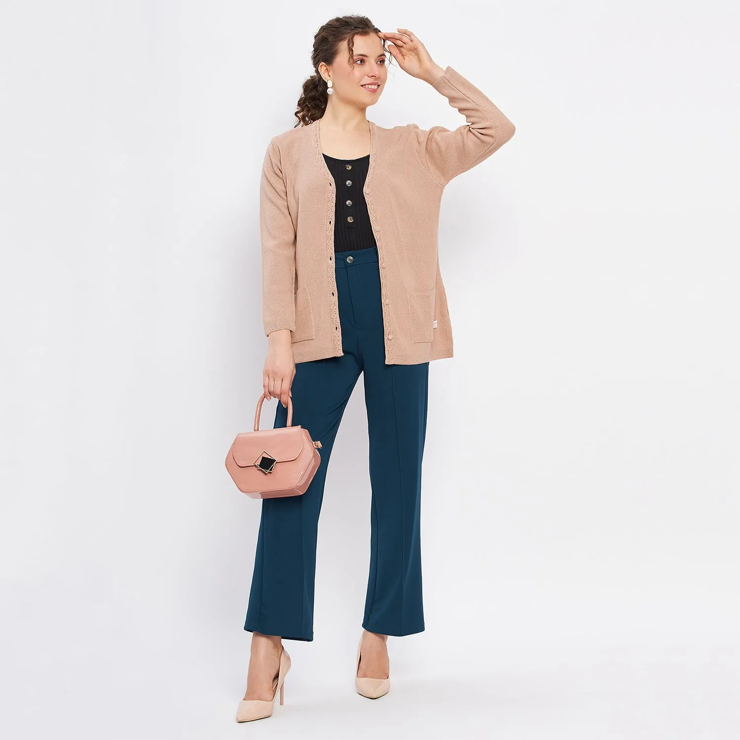 Duke Stardust Women Full Sleeve Solid Cardigan (LQS9612)