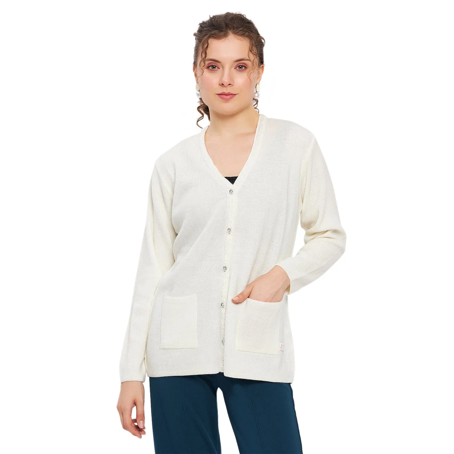 Duke Stardust Women Full Sleeve Solid Cardigan (LQS9612)