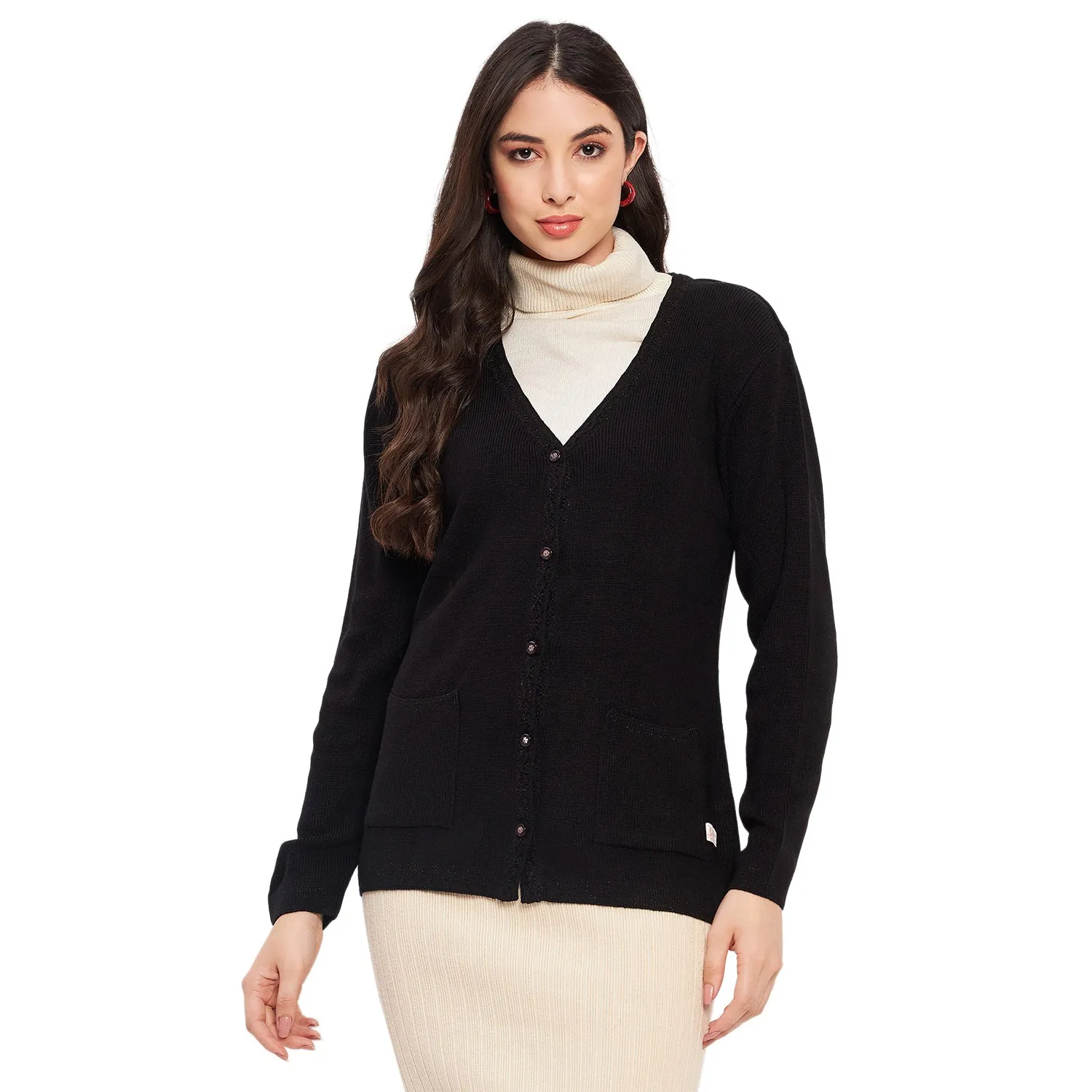 Duke Stardust Women Full Sleeve Solid Cardigan (LQS9612)
