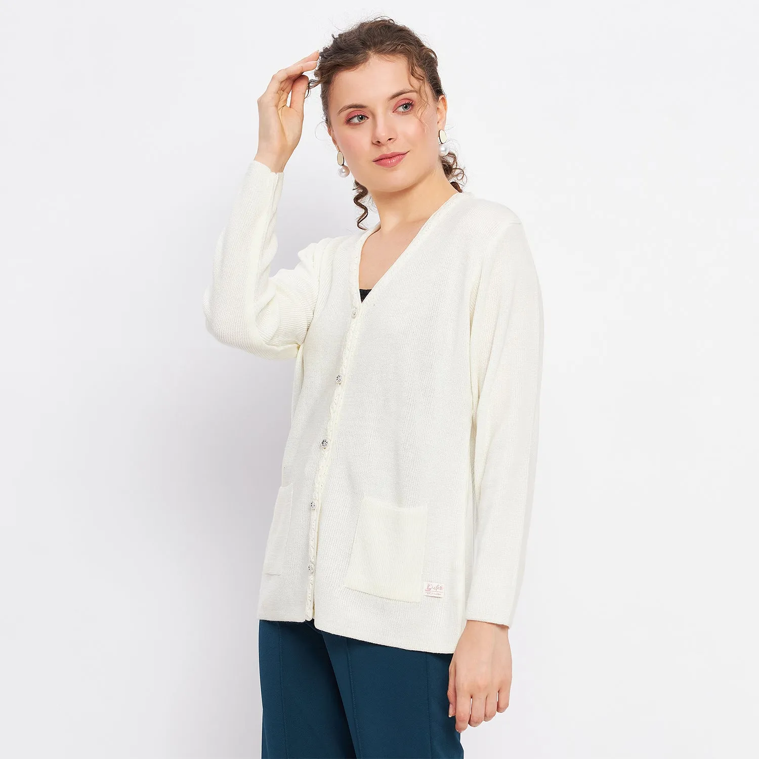 Duke Stardust Women Full Sleeve Solid Cardigan (LQS9612)