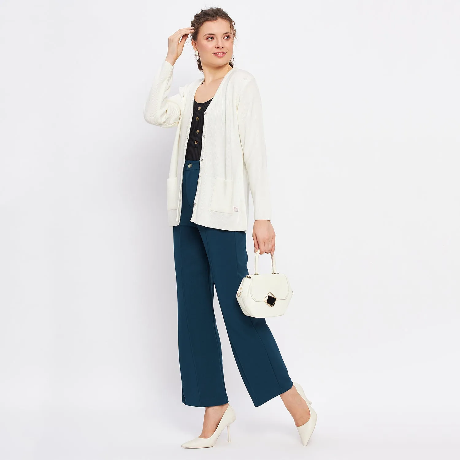 Duke Stardust Women Full Sleeve Solid Cardigan (LQS9612)
