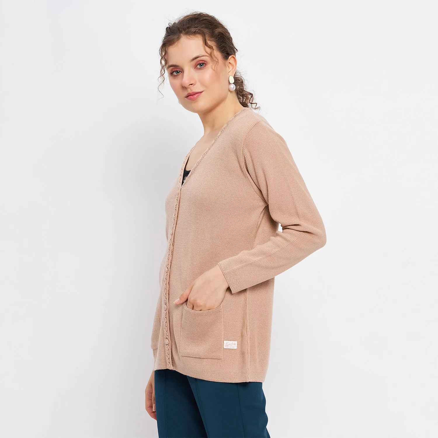 Duke Stardust Women Full Sleeve Solid Cardigan (LQS9612)