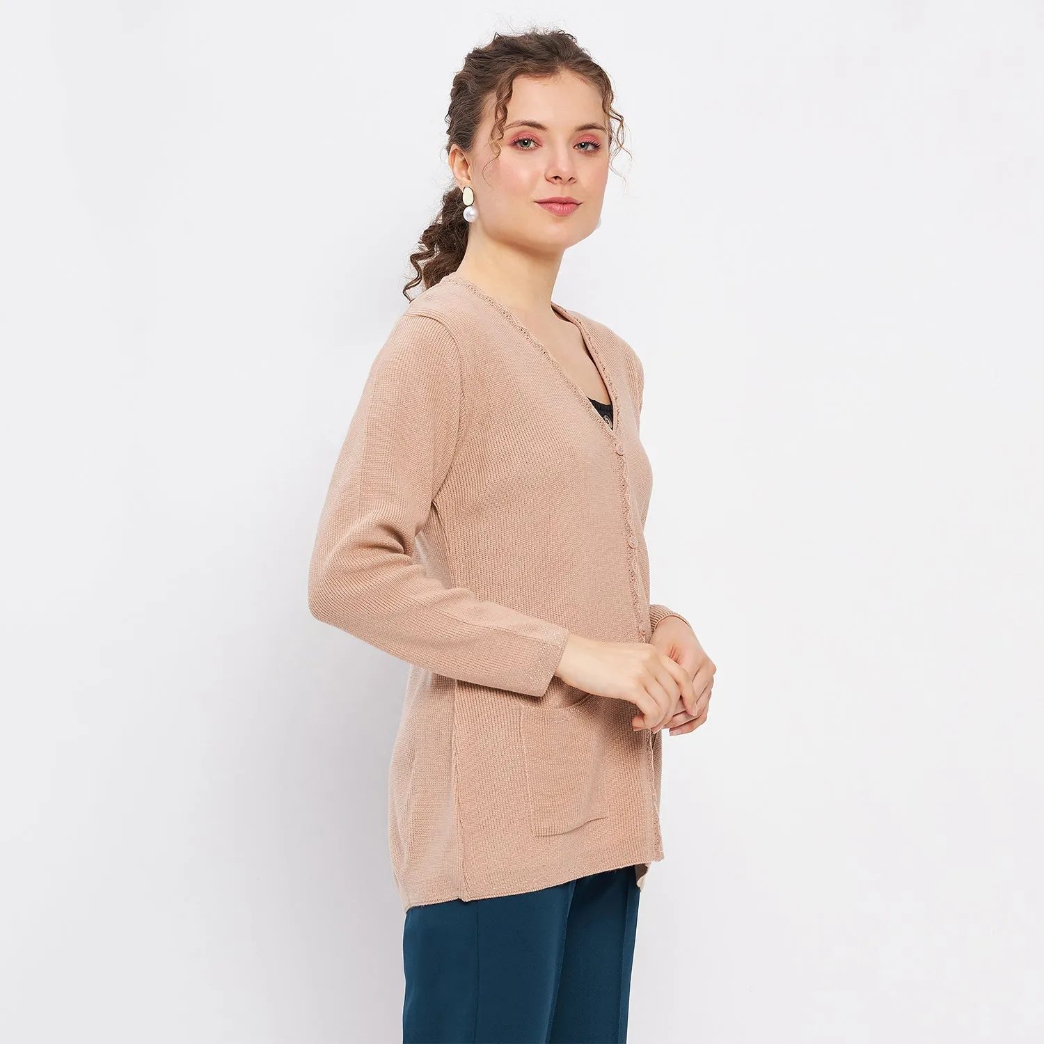 Duke Stardust Women Full Sleeve Solid Cardigan (LQS9612)