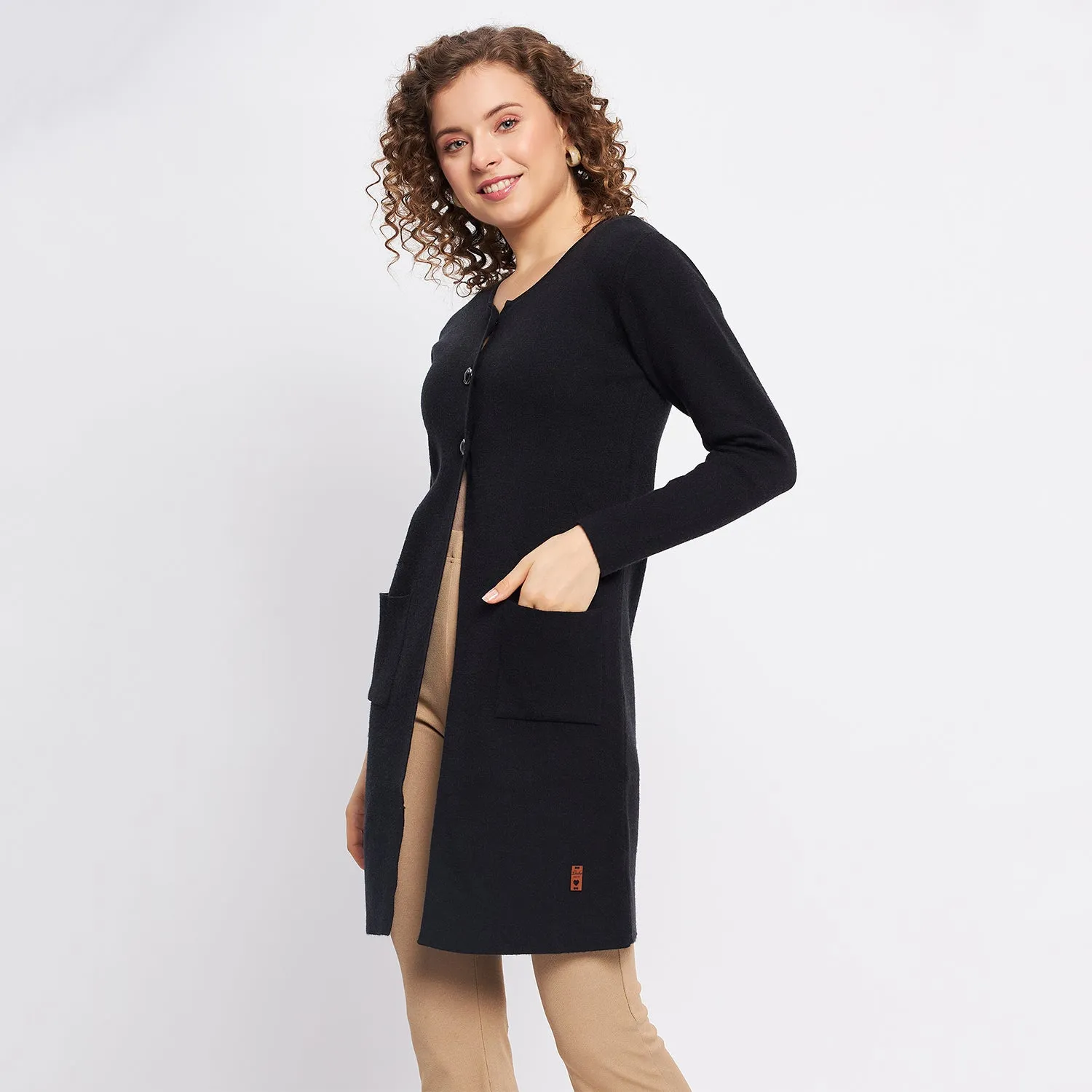 Duke Stardust Women Full Sleeve Solid Cardigan (LQS9759)