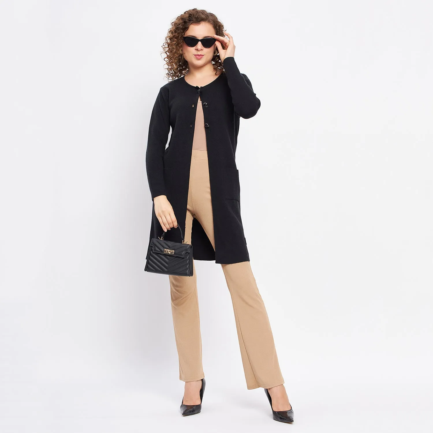 Duke Stardust Women Full Sleeve Solid Cardigan (LQS9759)