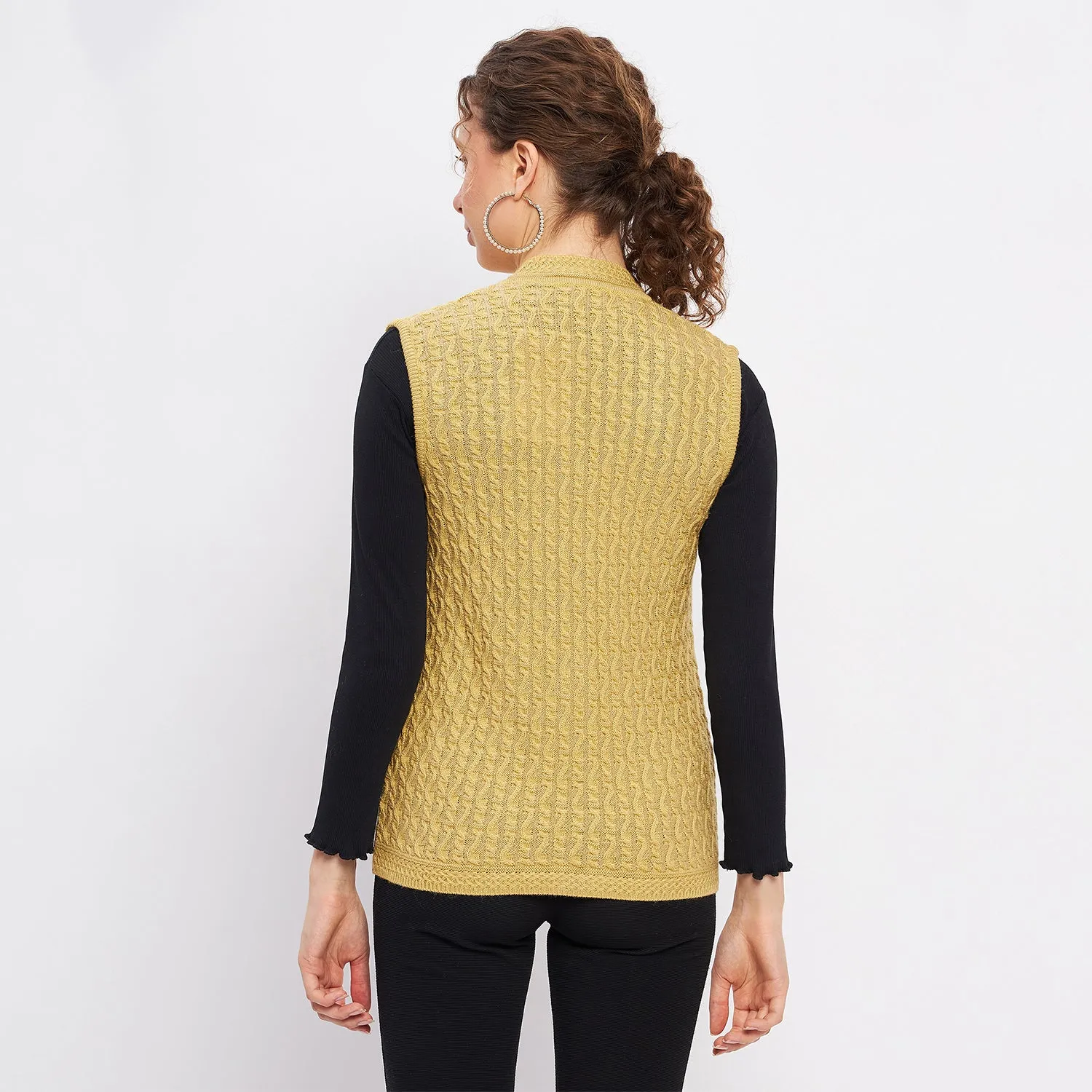 Duke Stardust Women Sleeveless Self Design Cardigan (LQS9785)