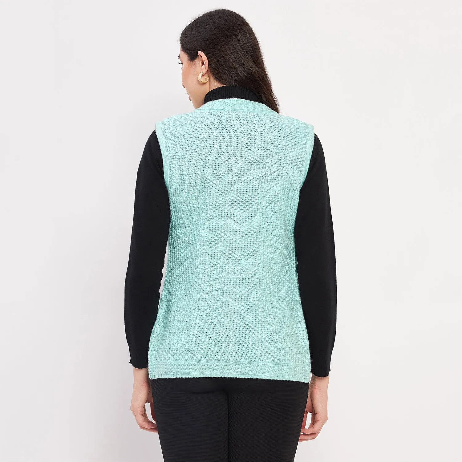 Duke Stardust Women Sleeveless Self Design Cardigan (LQS9789)
