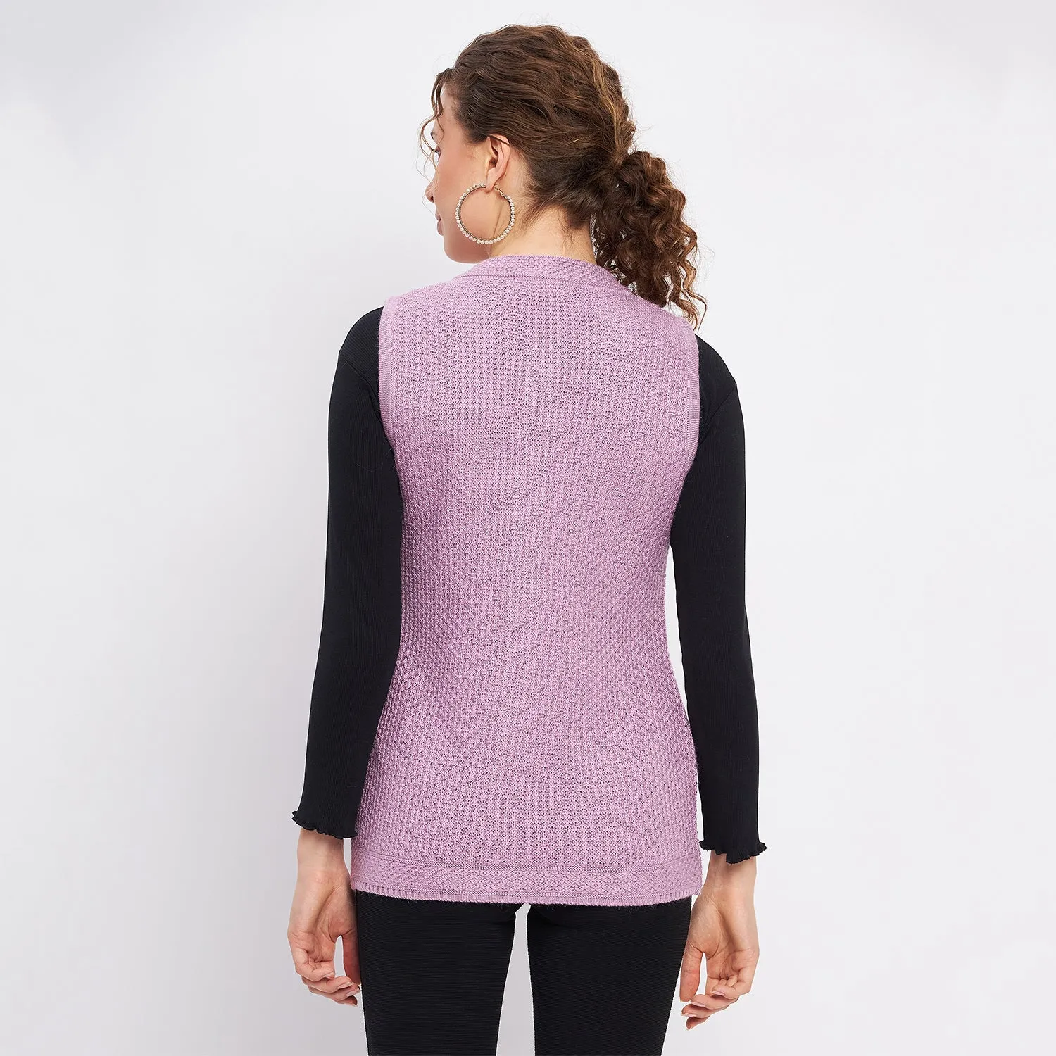 Duke Stardust Women Sleeveless Self Design Cardigan (LQS9789)