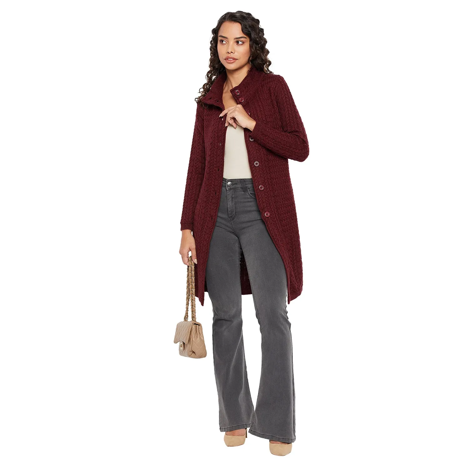 Duke Stardust Women Turtle Neck Cardigan  (SDS1102)