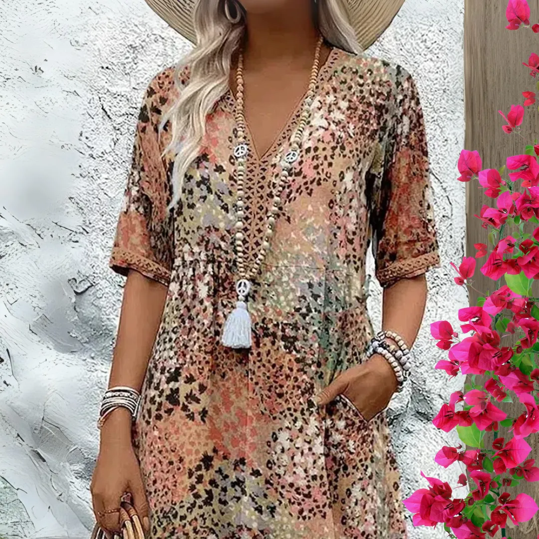Eliana V-neck dress with pockets