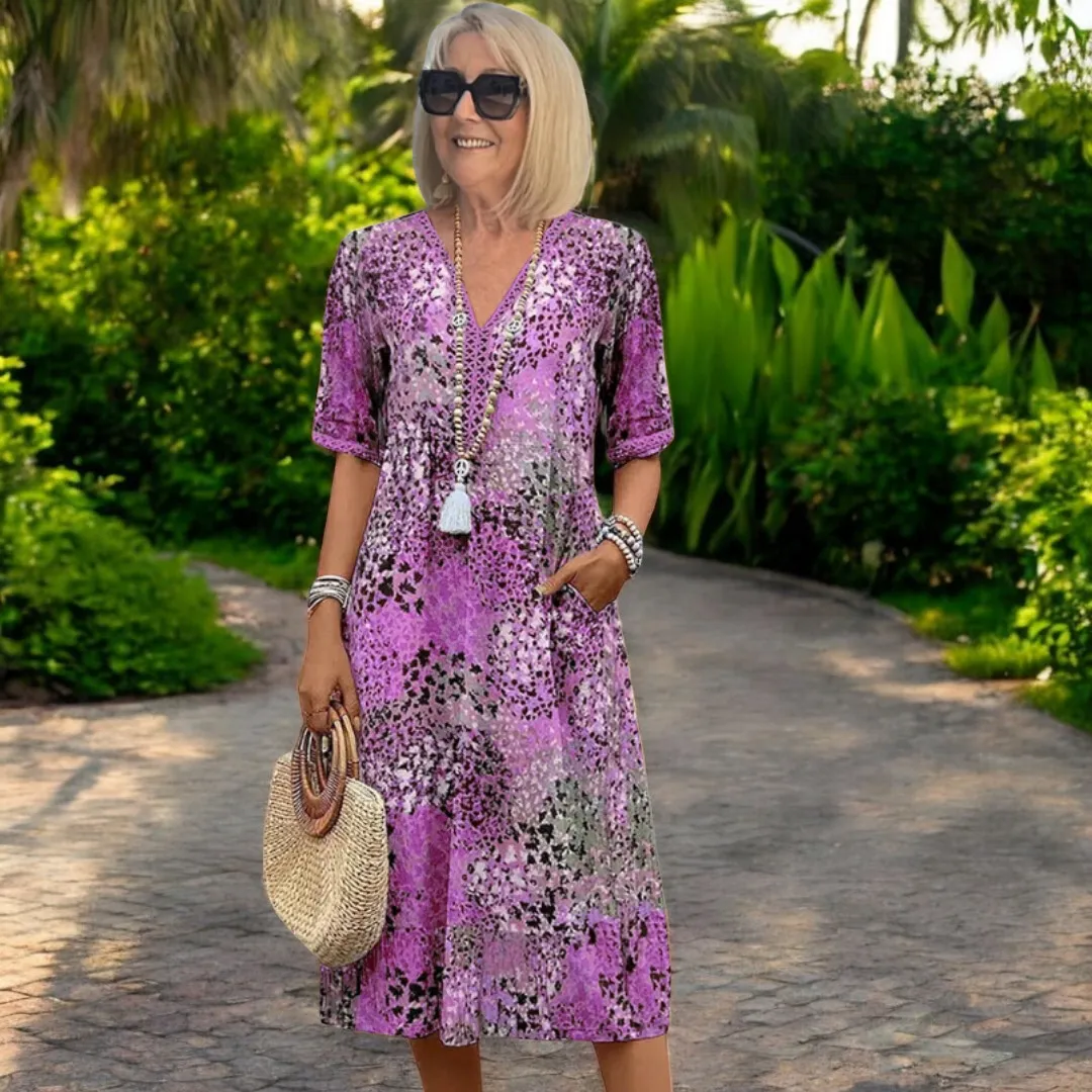 Eliana V-neck dress with pockets