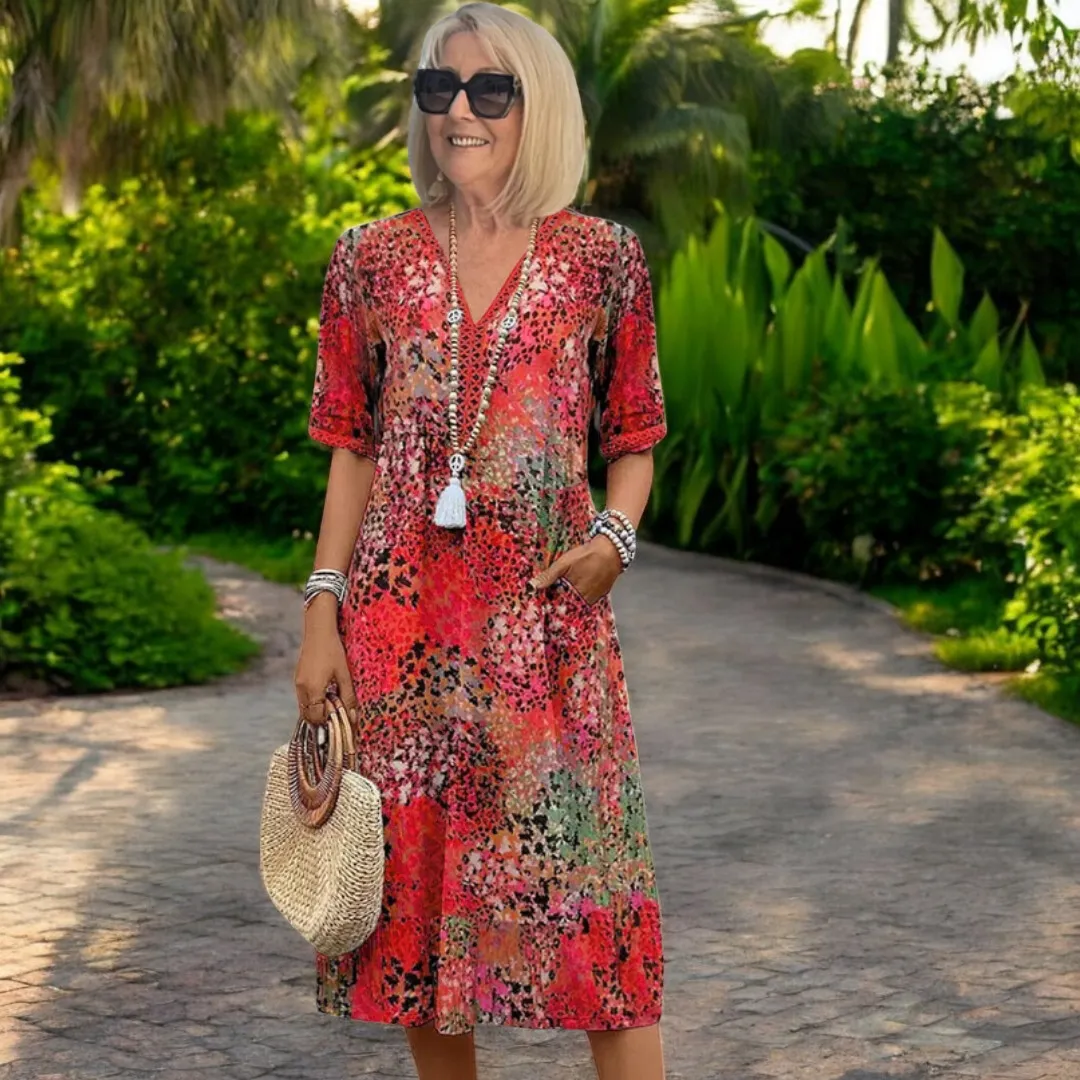 Eliana V-neck dress with pockets