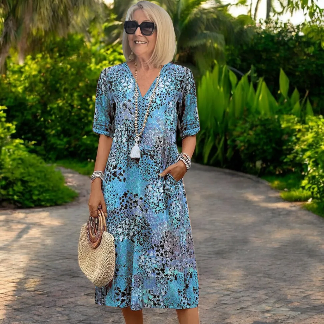 Eliana V-neck dress with pockets