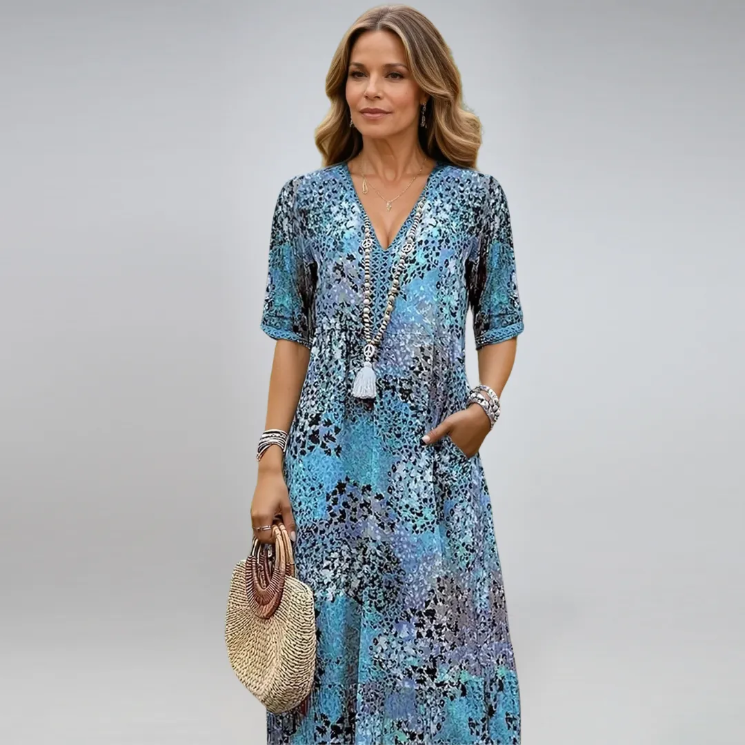 Eliana V-neck dress with pockets