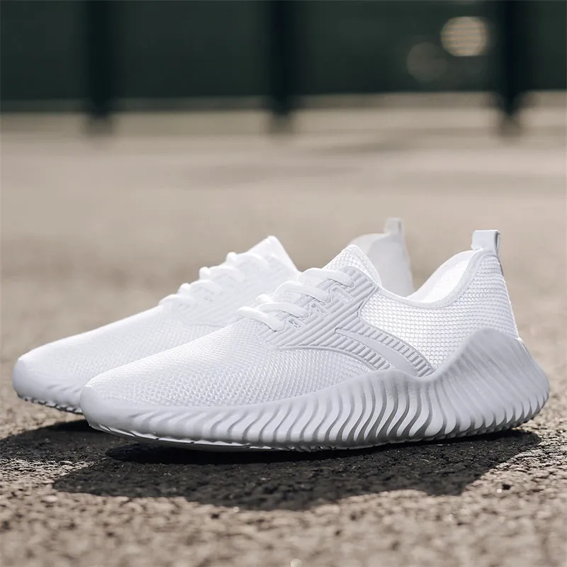 Fashion White Light Mesh Fly Woven Black Sneakers