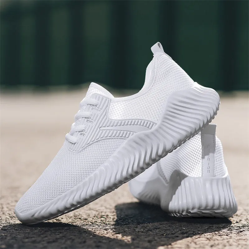 Fashion White Light Mesh Fly Woven Black Sneakers