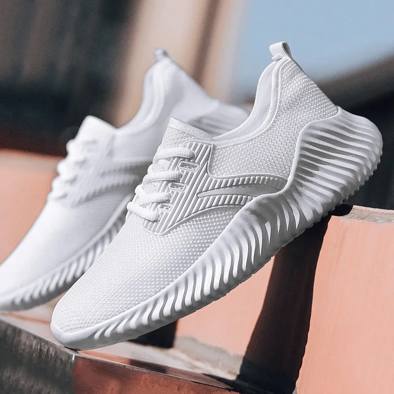 Fashion White Light Mesh Fly Woven Black Sneakers