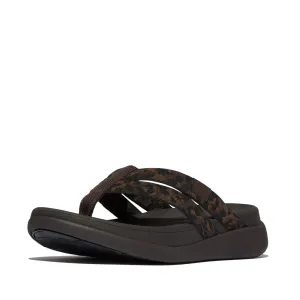 FitFlop F-Mode Go Leopard Webbing Strappy Sandals - Chocolate Mix