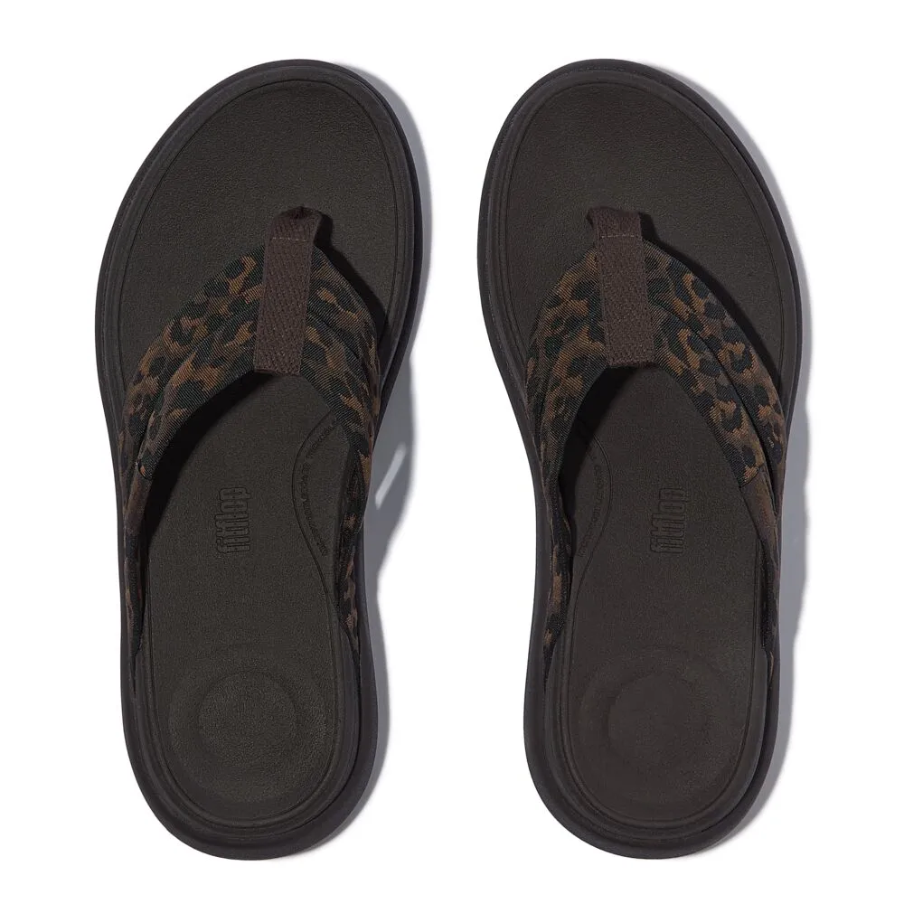 FitFlop F-Mode Go Leopard Webbing Strappy Sandals - Chocolate Mix