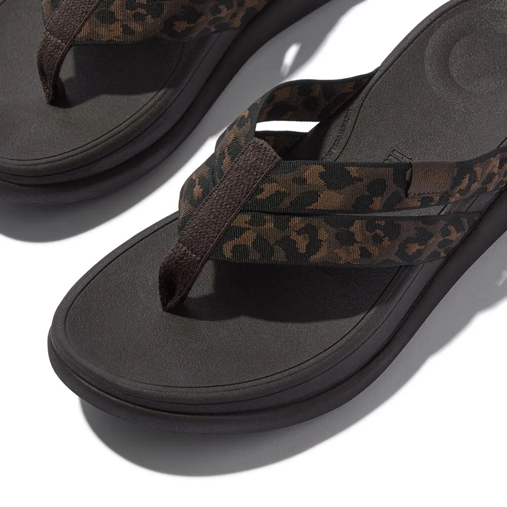 FitFlop F-Mode Go Leopard Webbing Strappy Sandals - Chocolate Mix