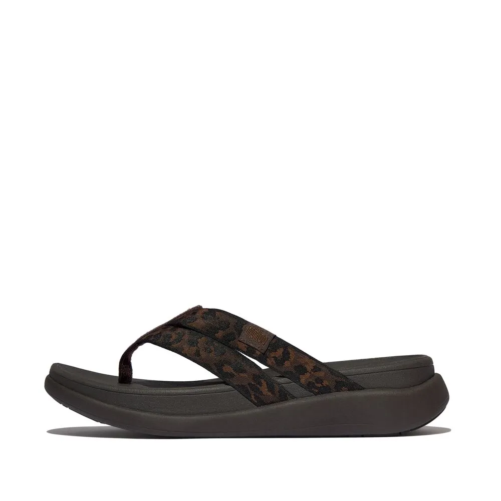 FitFlop F-Mode Go Leopard Webbing Strappy Sandals - Chocolate Mix
