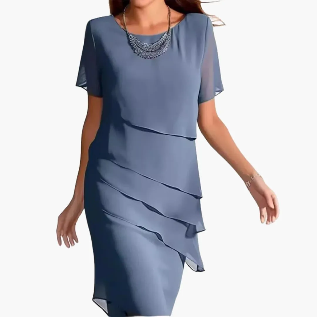 Flowy Midi Dress with Sleeves for Women
