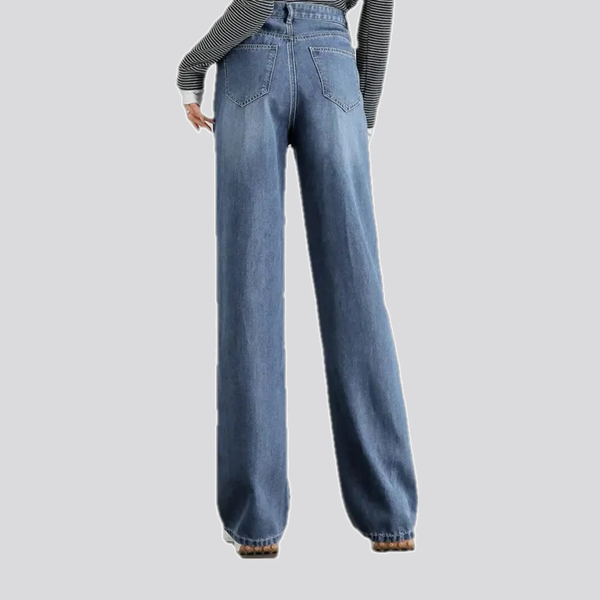 High-rise straight fit faded jeans for ladies