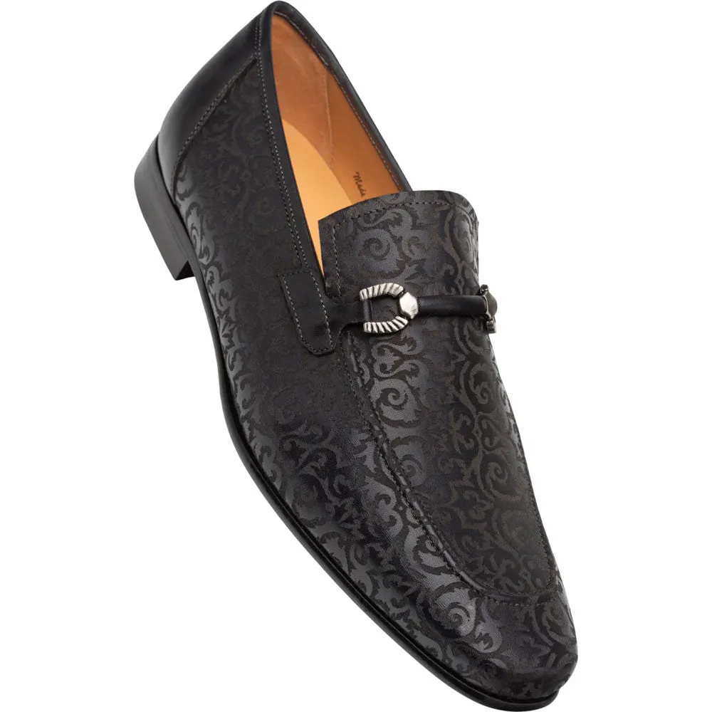 Mezlan Men's Alcaraz Laser-Embossed Bit-Saddle Slip-On in Black