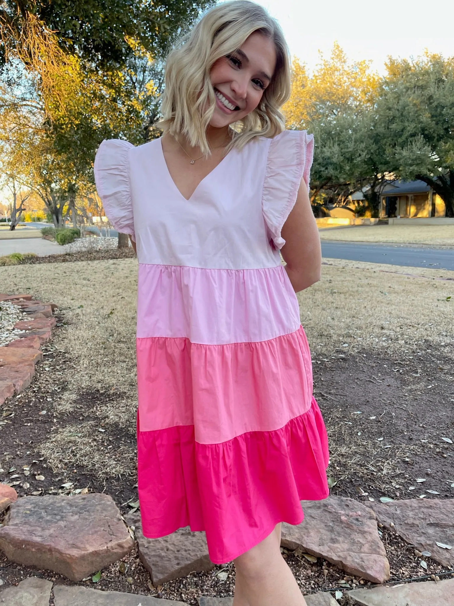 Poplin Colorblocked Dress