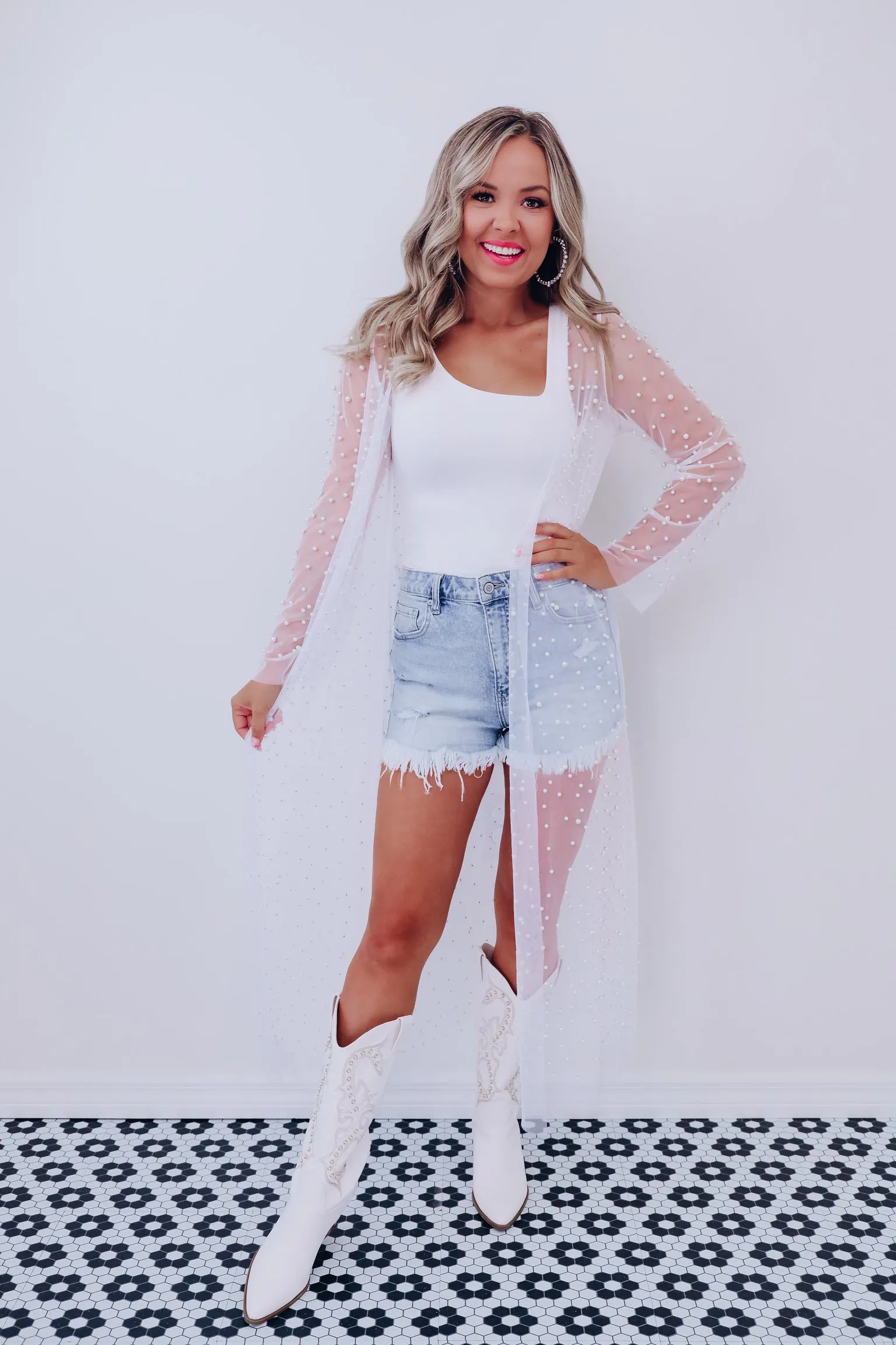 Precious As A Pearl Sheer Maxi Kimono - White