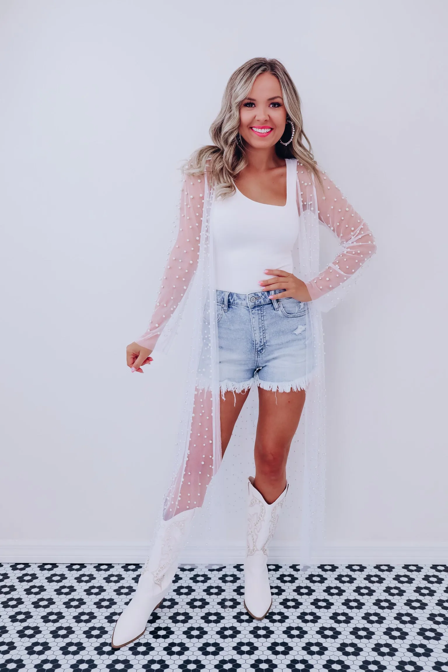 Precious As A Pearl Sheer Maxi Kimono - White