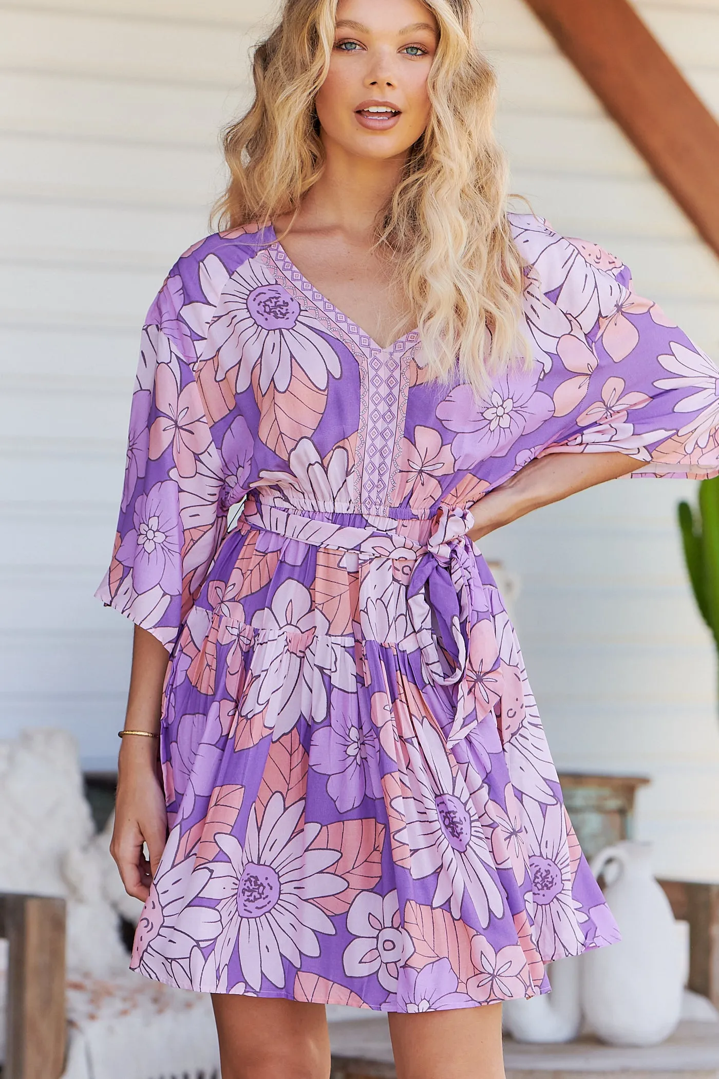 Purple Rain Print Oakie Mini Dress