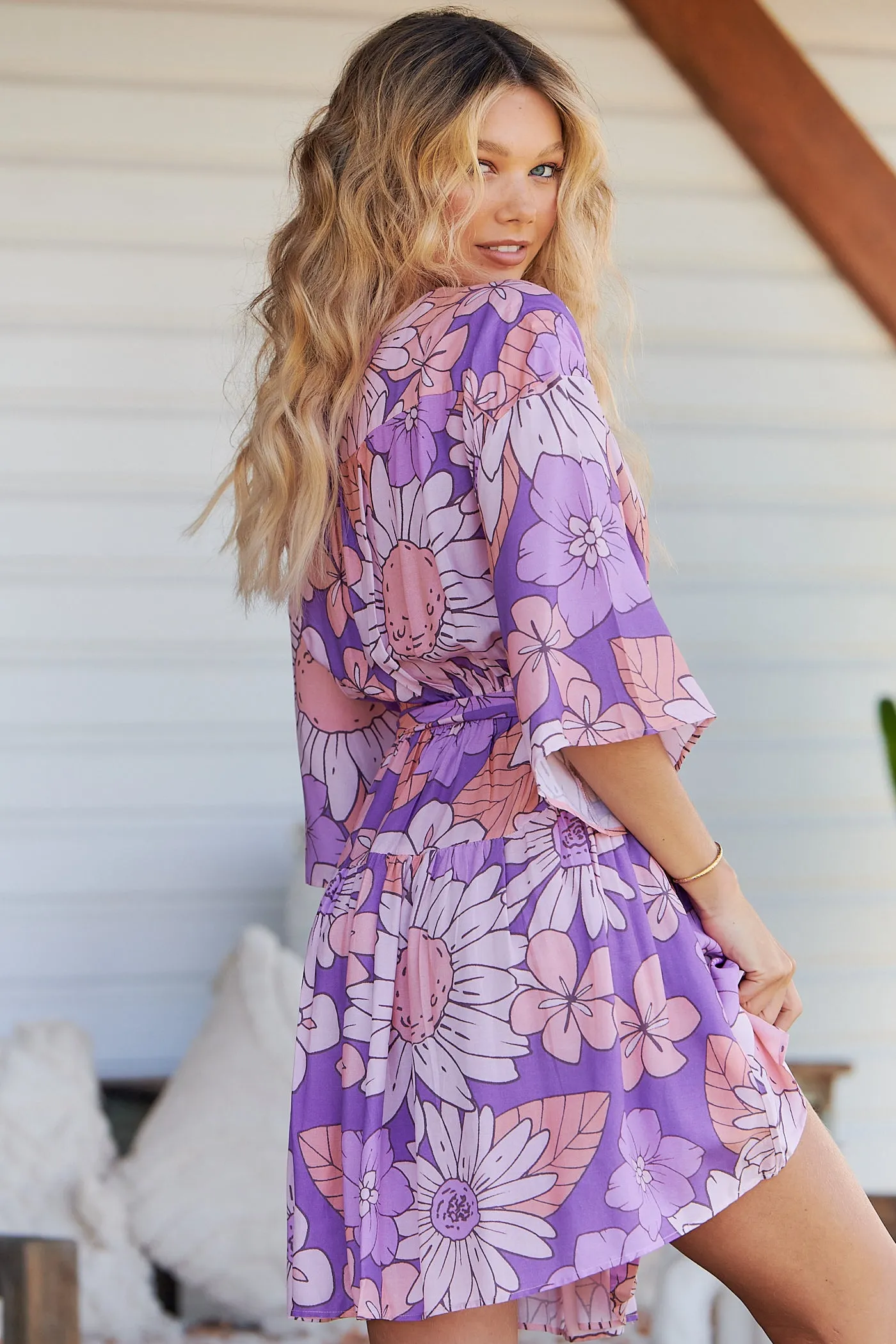 Purple Rain Print Oakie Mini Dress