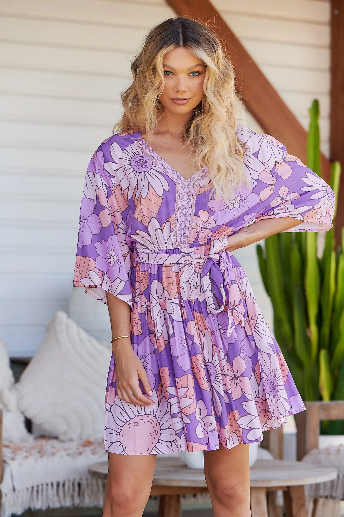 Purple Rain Print Oakie Mini Dress
