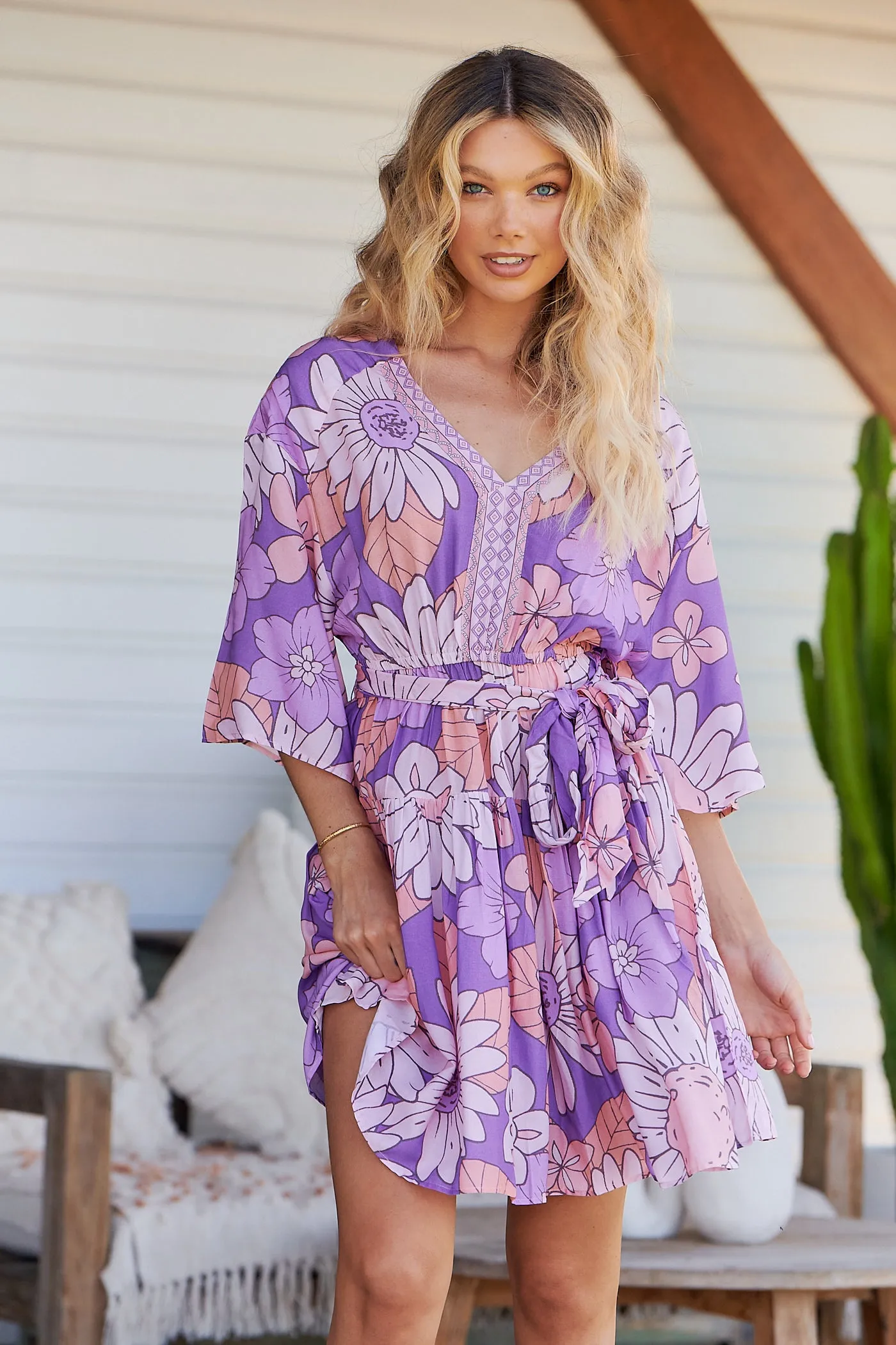 Purple Rain Print Oakie Mini Dress