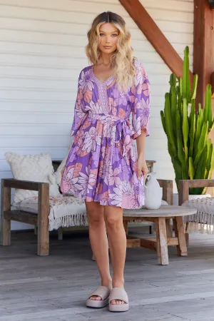 Purple Rain Print Oakie Mini Dress