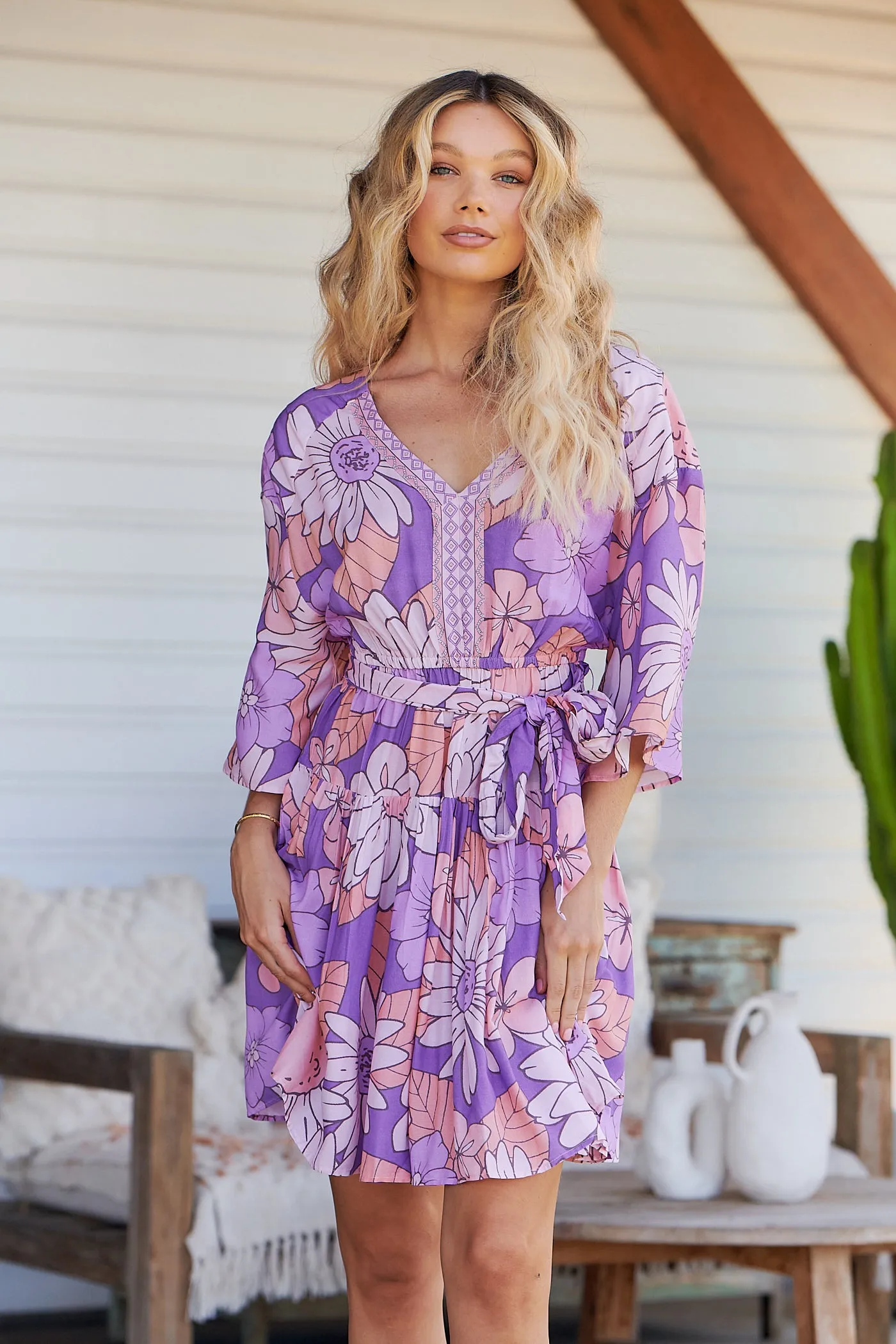 Purple Rain Print Oakie Mini Dress