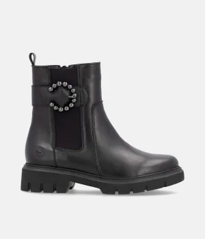 Remonte Stylish Black Leather Ankle Boots