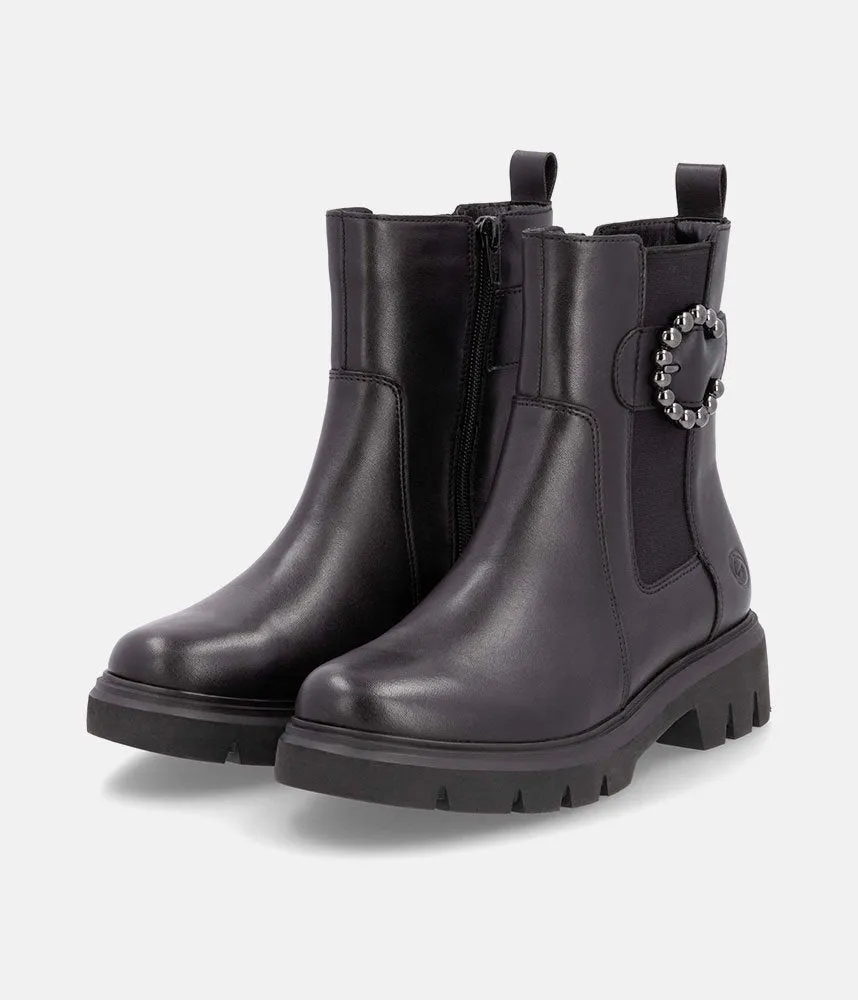 Remonte Stylish Black Leather Ankle Boots