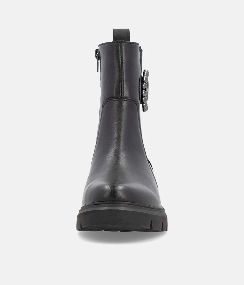Remonte Stylish Black Leather Ankle Boots