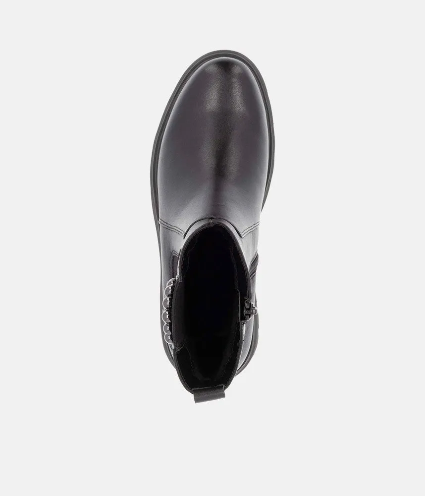 Remonte Stylish Black Leather Ankle Boots