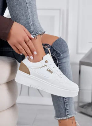 SHINE - Sneakers bianche con dettagli oro e scritta Love