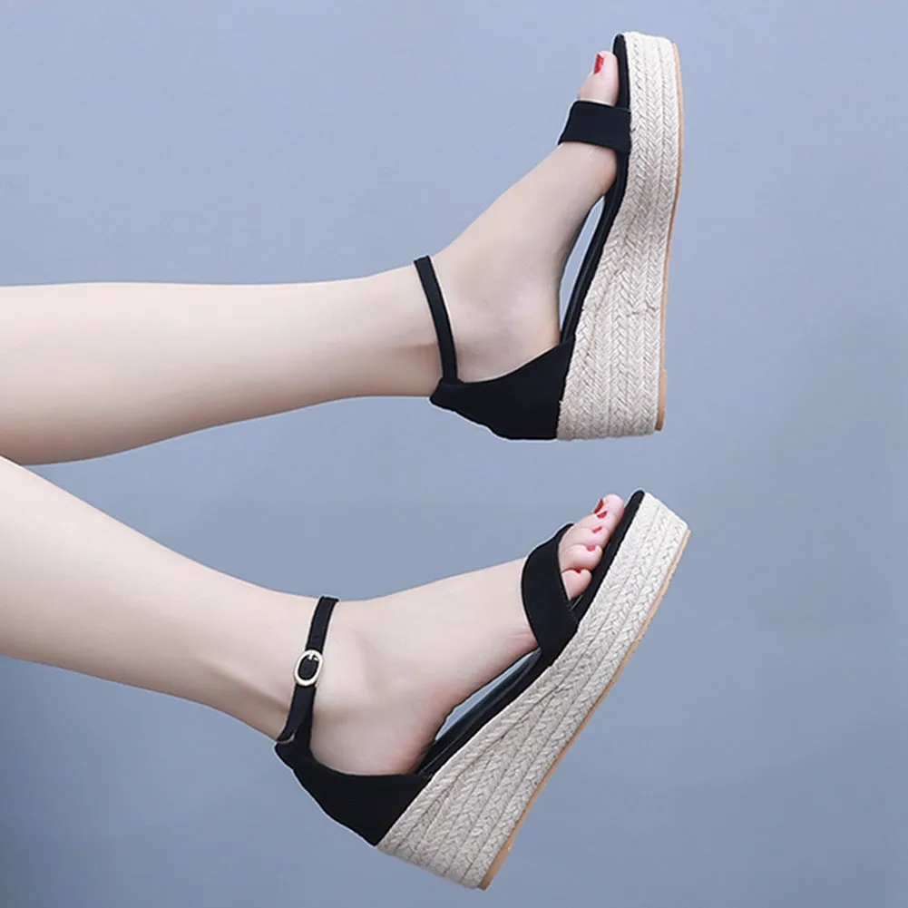 Wedge Heel Platform Shoes Bohemian Style Fish Mouth Sandals