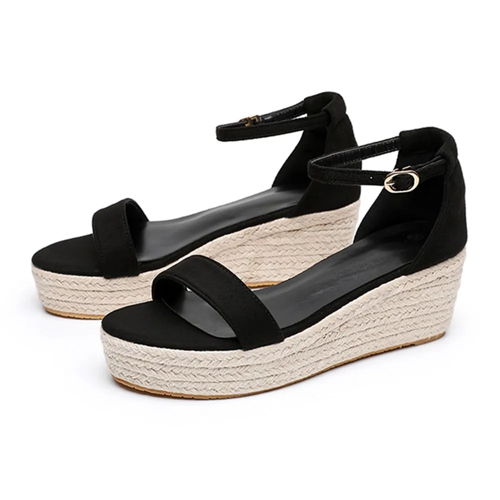Wedge Heel Platform Shoes Bohemian Style Fish Mouth Sandals