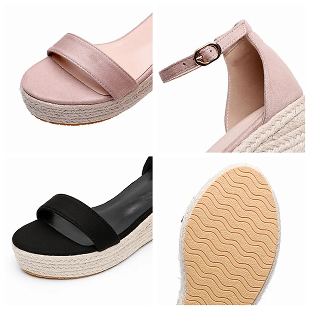 Wedge Heel Platform Shoes Bohemian Style Fish Mouth Sandals