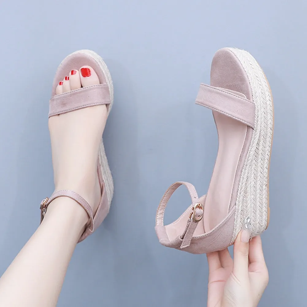 Wedge Heel Platform Shoes Bohemian Style Fish Mouth Sandals