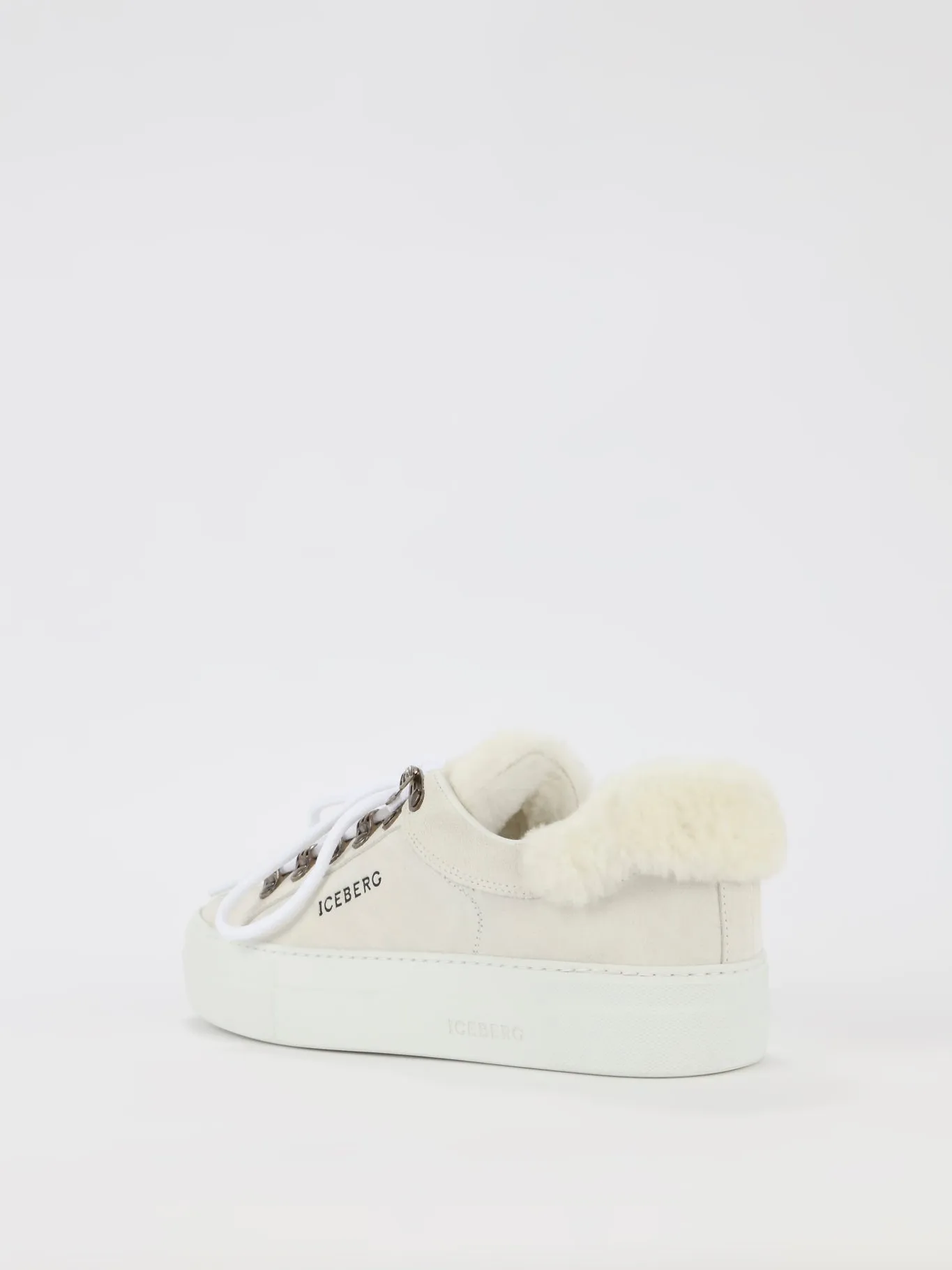 White Fur Trim Suede Trainers