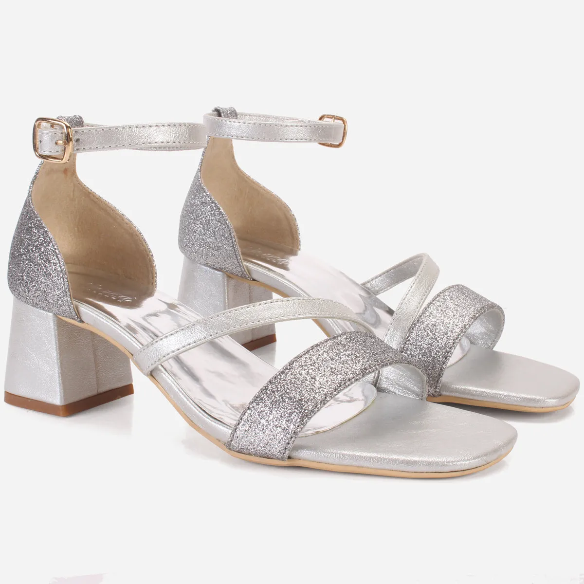 Womens "KAPUA" Shimmery Block Heel Sandals