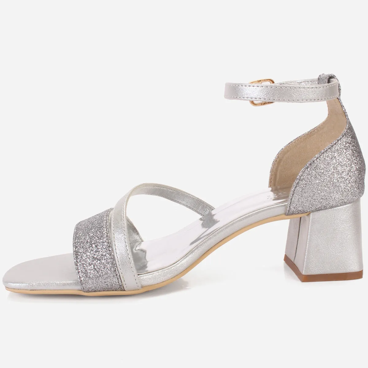 Womens "KAPUA" Shimmery Block Heel Sandals